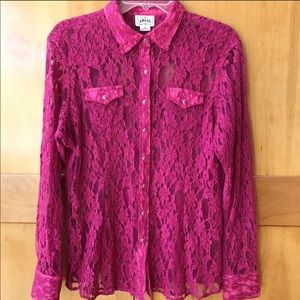 Ariat Wicked Berry Lace Danika Button-Down Blouse